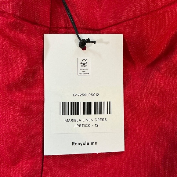 Reformation Mariela Linen Mini Dress Lipstick Red 12 NWT - Picture 11 of 13